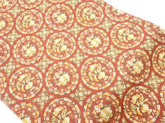 本場筑前博多連珠文に花模様織出し名古屋帯